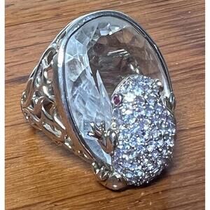 SPEIDEL BROS Sterling Silver Frog Ring Iolite Pink Sapphire Quartz Ring Size 9